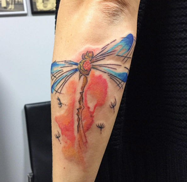 Abstract watercolor dragonfly by Davide Casellato
