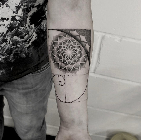 Fibonacci mandala tattoo design by Oliver Whiting
