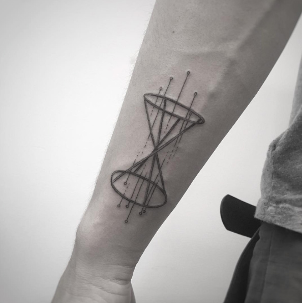 Hourglass tattoo on wrist by Balazs Bercsenyi