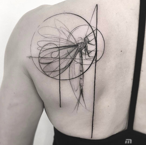 Sketch style dragonfly tattoo by Frank Carrilho