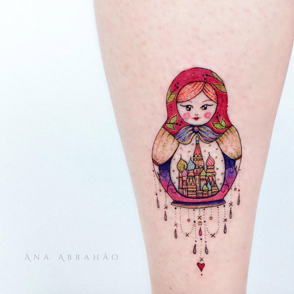 Dangling Russian nesting doll design by Ana Abrahao