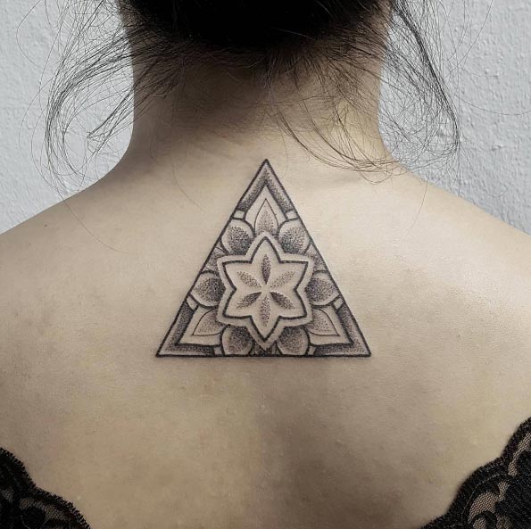 Triangular mandala tattoo by Ben Doukakis