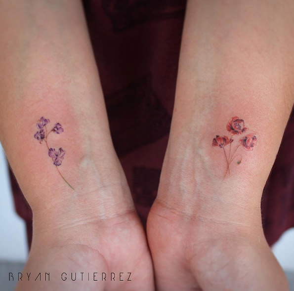 Floral wrist tats by Bryan Gutierrez