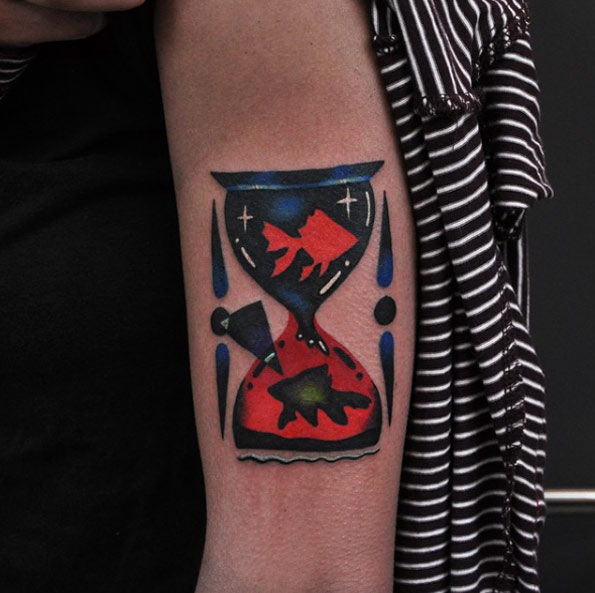 Hourglass tattoo by David Peyote