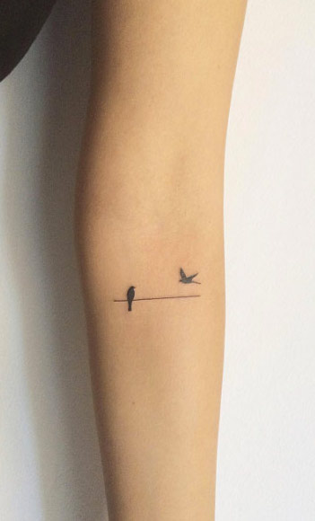 Birds on a line tattoo by Tusz za Rogiem