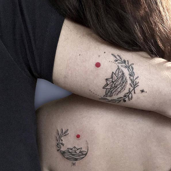 Lovely couple tattoos by Mentat Gamze
