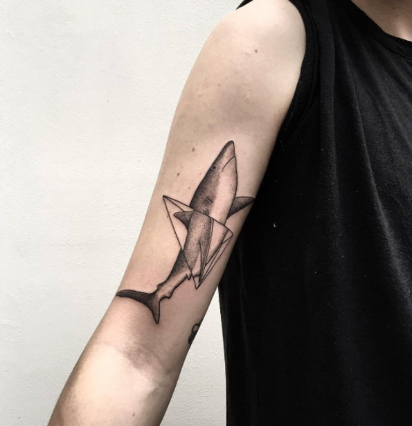 Creative shark tattoo by Severov Roma