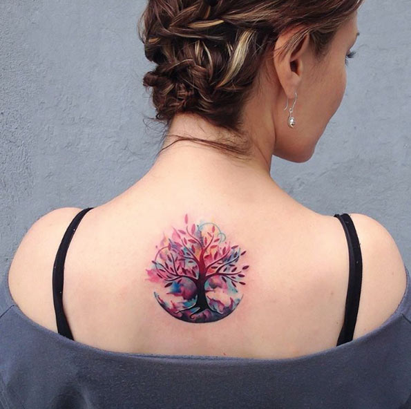Watercolor tree of life tattoo by Sevenfold Tattoo