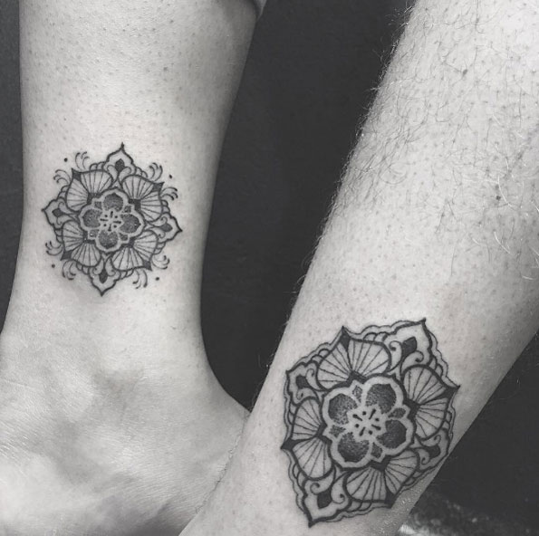 Matching mandala tattoos by Allan Tattooer