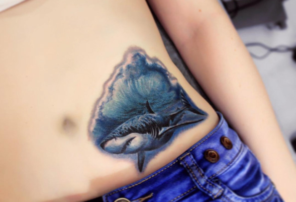 Killer shark tattoo by Anna Yershova