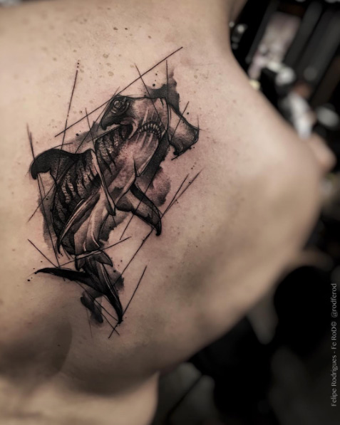 Sketch style hammerhead shark tattoo by Felipe Rodrigues Fe Rod