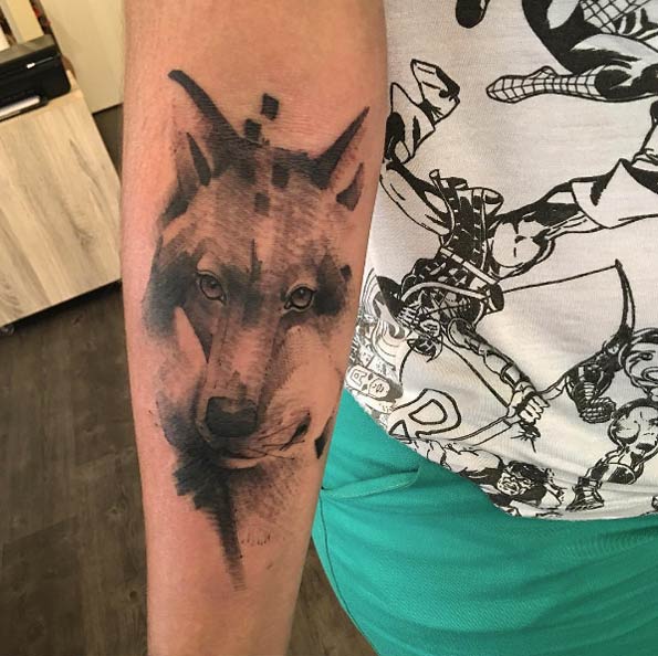 Wolf on forearm by Zanotto