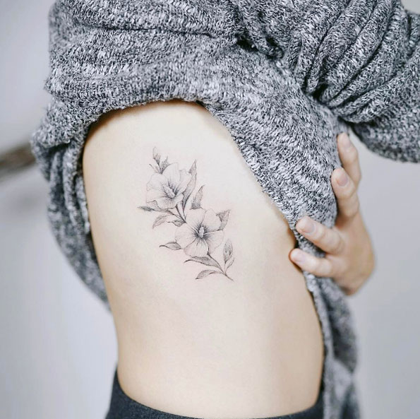 Black and grey ink floral design by Nando