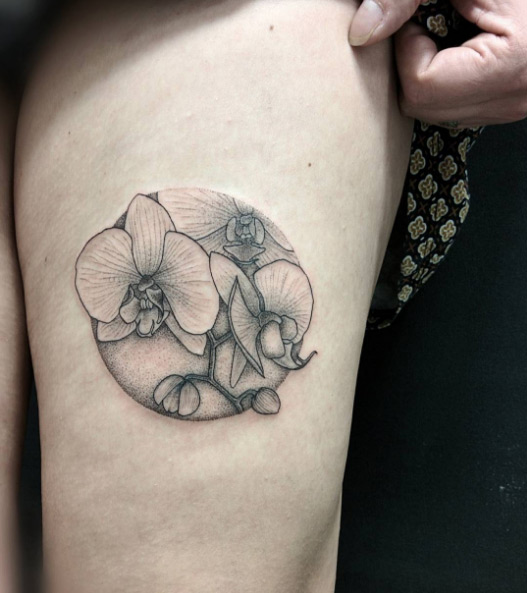 Circular orchid piece by Michele Volpi