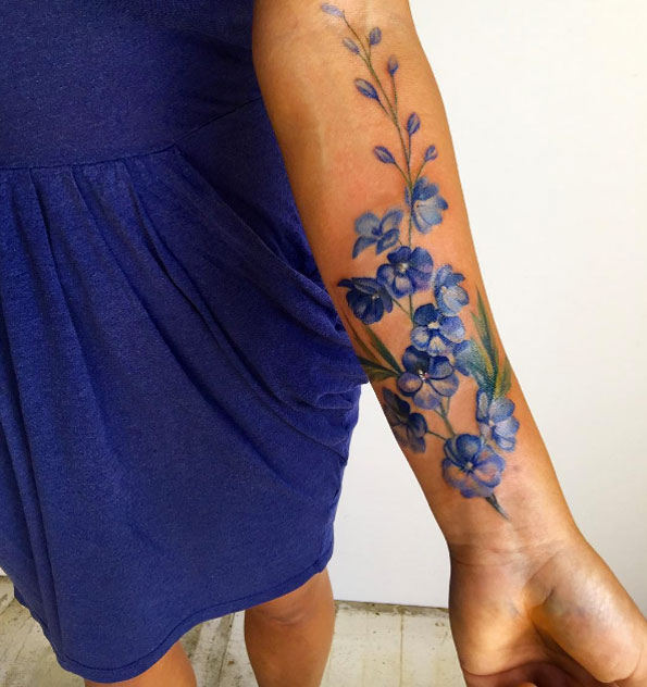 Bluebonnet flowers on forearm by Amanda Wachob