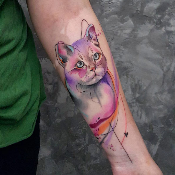 Watercolor cat by Simona Blanar