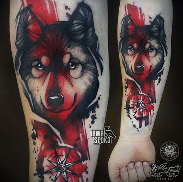 Wolf tattoo by Ewa Sroka