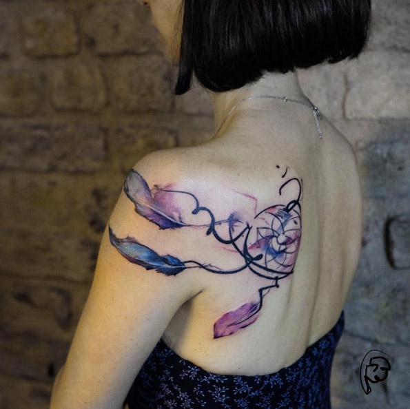 Abstract dreamcatcher tattoo by Tayfun Bezgin