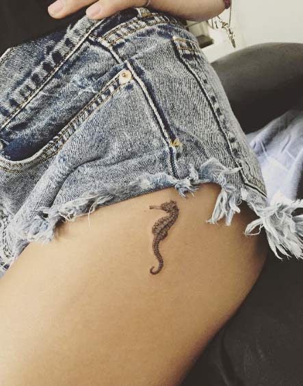 Small seahorse tattoo by Hongdam