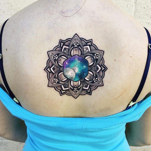 Mandala galaxy tattoo by Kaitlin Dutoit