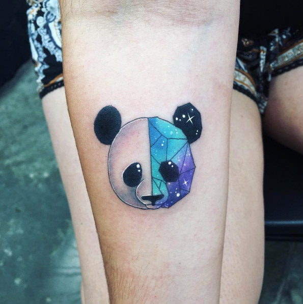 Geometric space panda by Kaitlin Dutoit