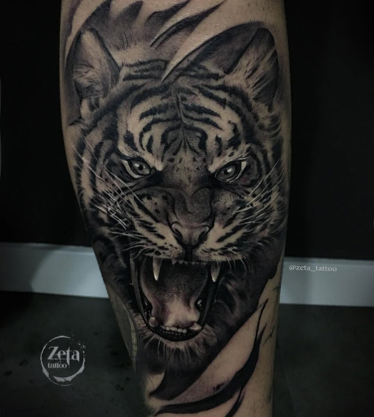 Tiger on calf by Ezequiel Pastor