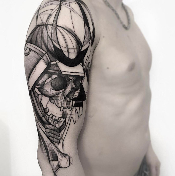 Dotwork warrior tattoo by Frank Carrilho