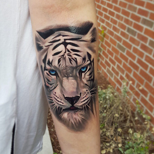 White tiger tattoo by Tyler Malek