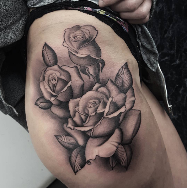 Black and grey ink roses by Vik B