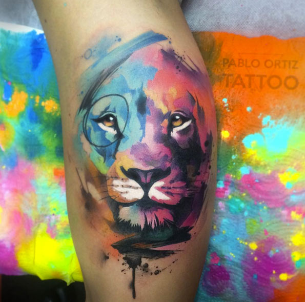 Watercolor lion by Pablo Ortiz