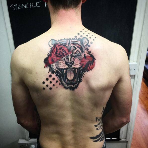 Abstract tiger tattoo by Si Houghton