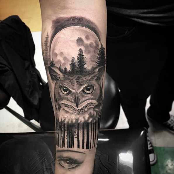 Owl tattoo by Isaiah Negrete