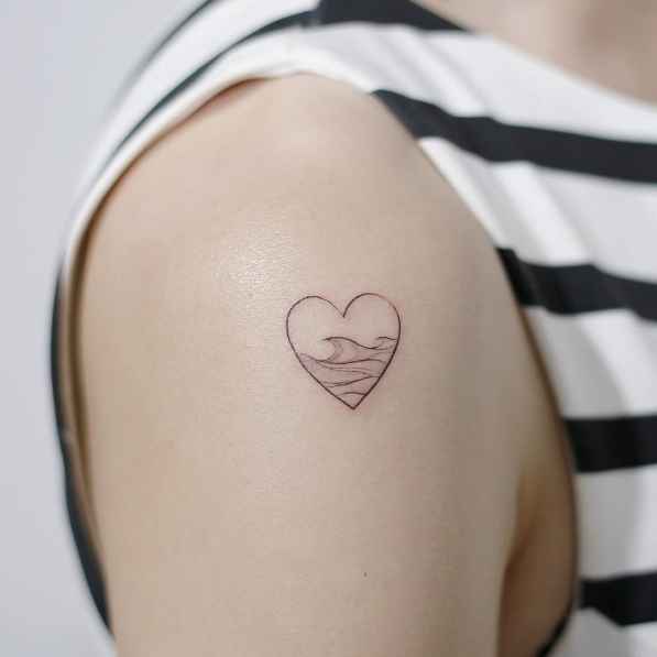 Wave in heart by Tattooist Doy