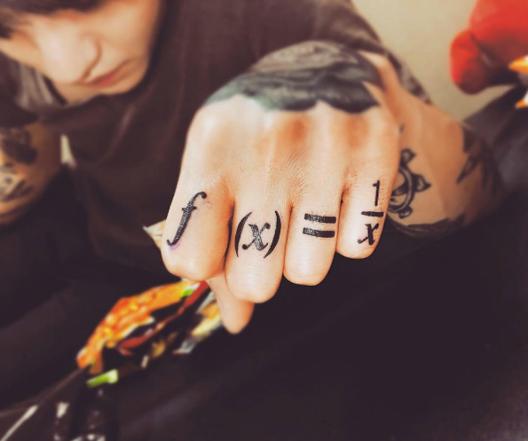 Equation finger tattoo by Karin