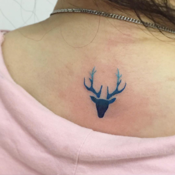 Gradient deer tattoo by Raice Wong