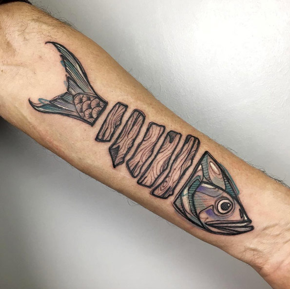 Creative fish tattoo by Luca Testadiferro