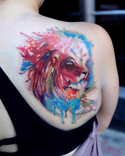 Watercolor lion by Mikhail Anderson
