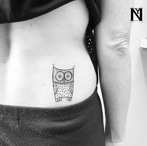 Cooky owl tattoo by Noam Yona