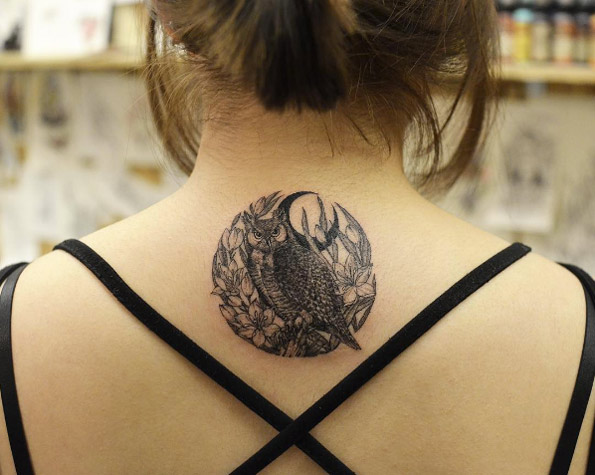 Circular back piece by Tattooist Grain