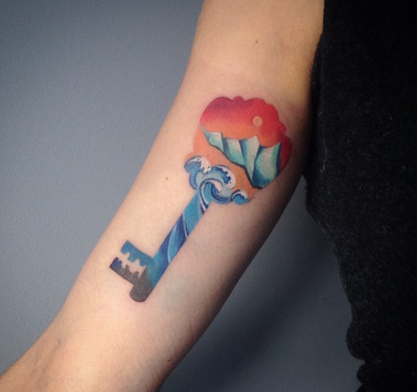 Skeleton key tattoo by Martyna Popiel 