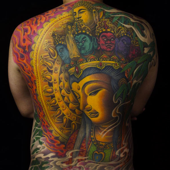 Colorful Buddha back piece by Zhanshan
