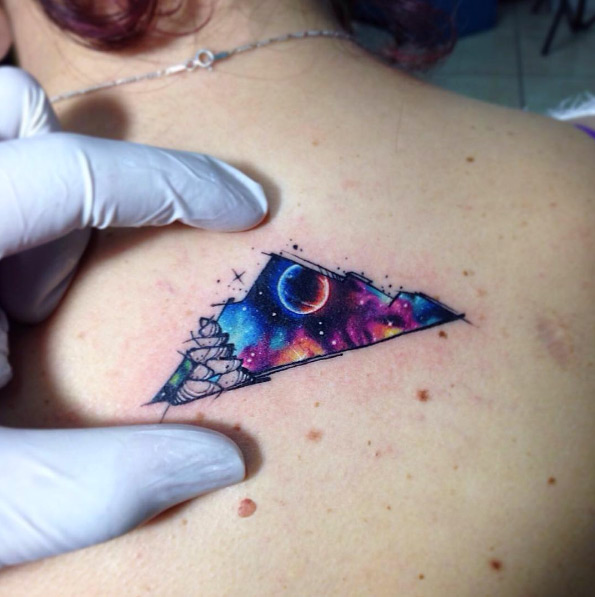 Triangle space tattoo design by Adrian Bascur