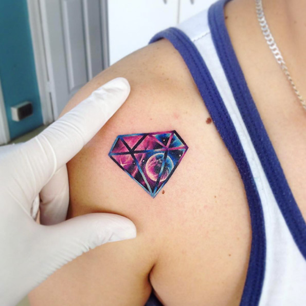 Diamond space tattoo by Adrian Bascur