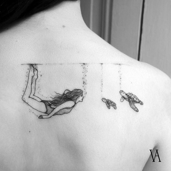 Summer swim tattoo by Violeta Arus