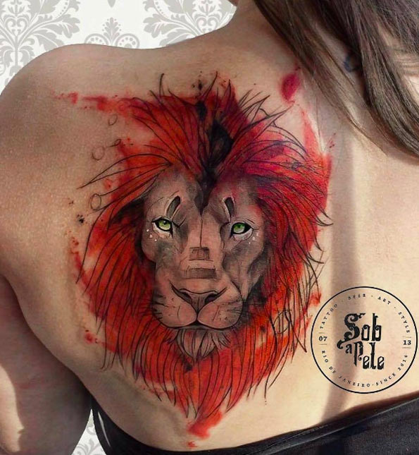 Lion tattoo by Sob a Pele