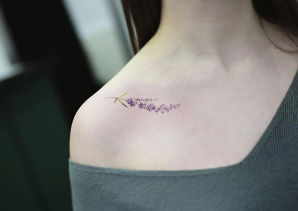 Lavender shoulder piece by Tattooist Flower