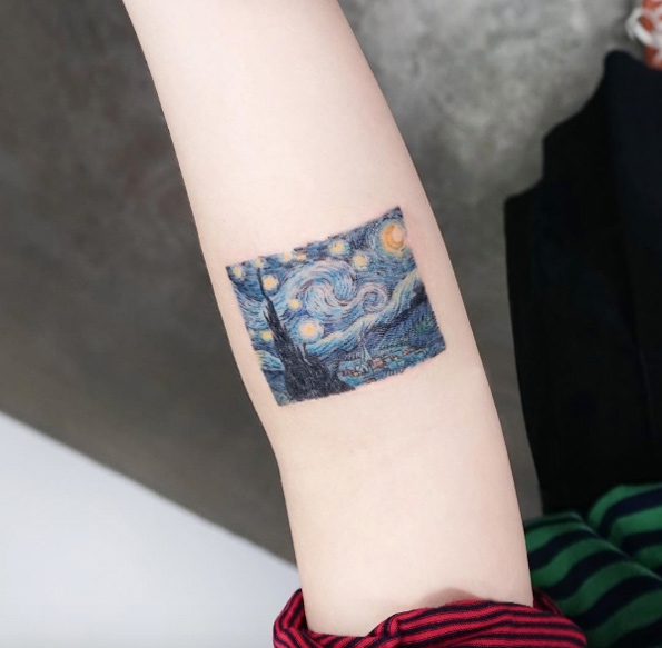 Starry Night forearm tattoo by Heejae Jung