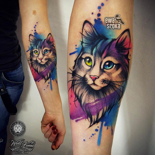 Watercolor cat by Ewa Sroka