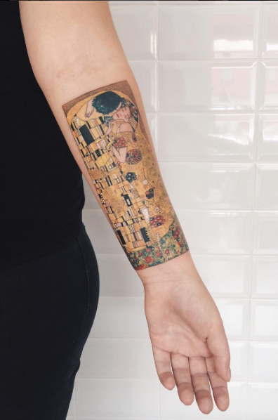 Gustav Klimt tattoo on forearm by Remova Zhenya