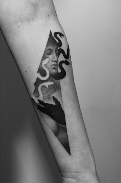 Dotwork medusa tattoo by Pawel Indulski
